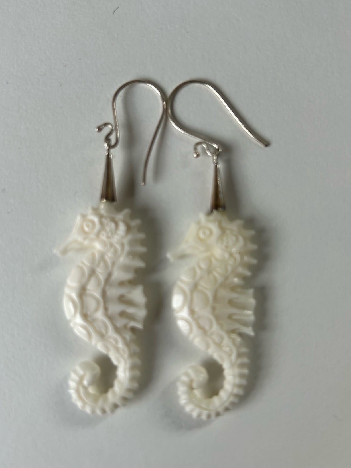 Hand Carved Seahorse Earrings