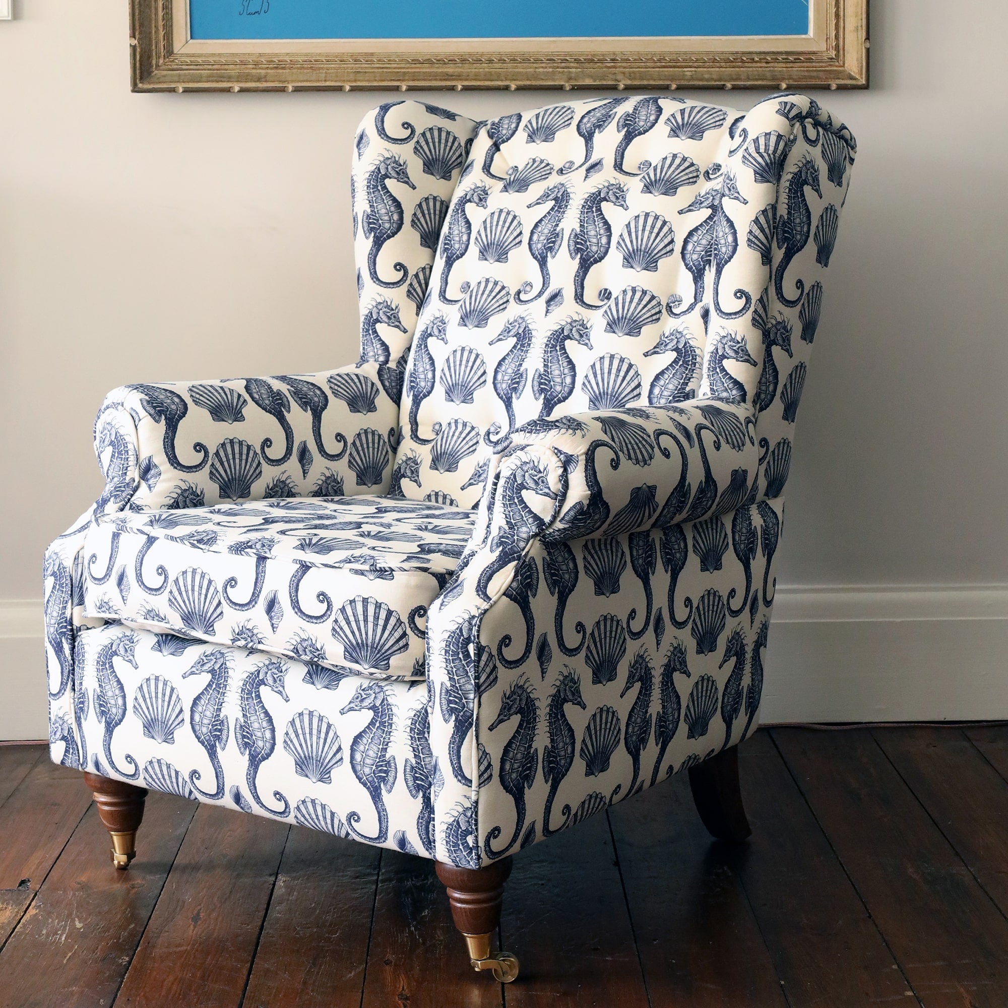 White Seahorse Wing Chair