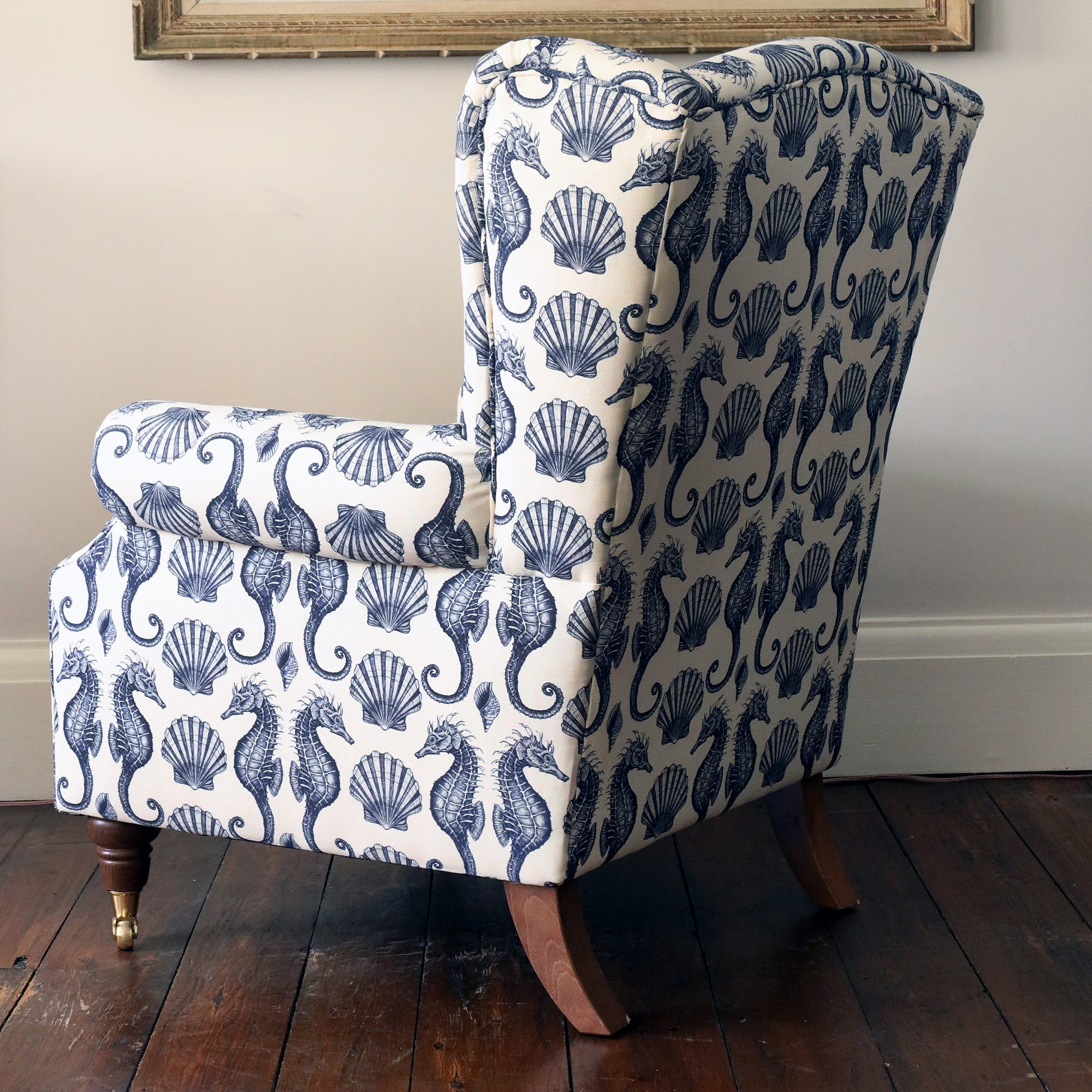 White Seahorse Wing Chair