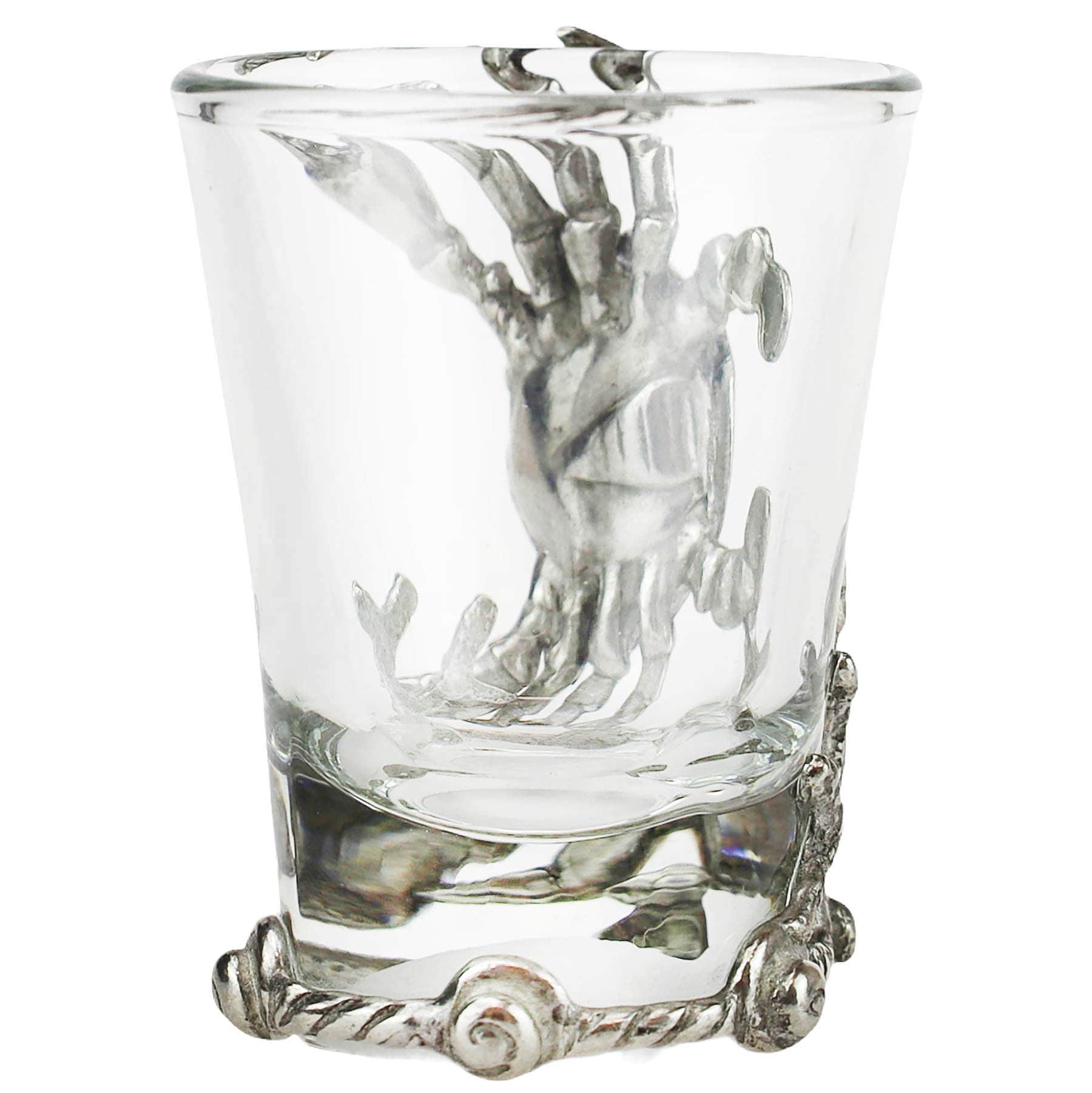 Reverse of Close up of Pewter Crab Shot Glass