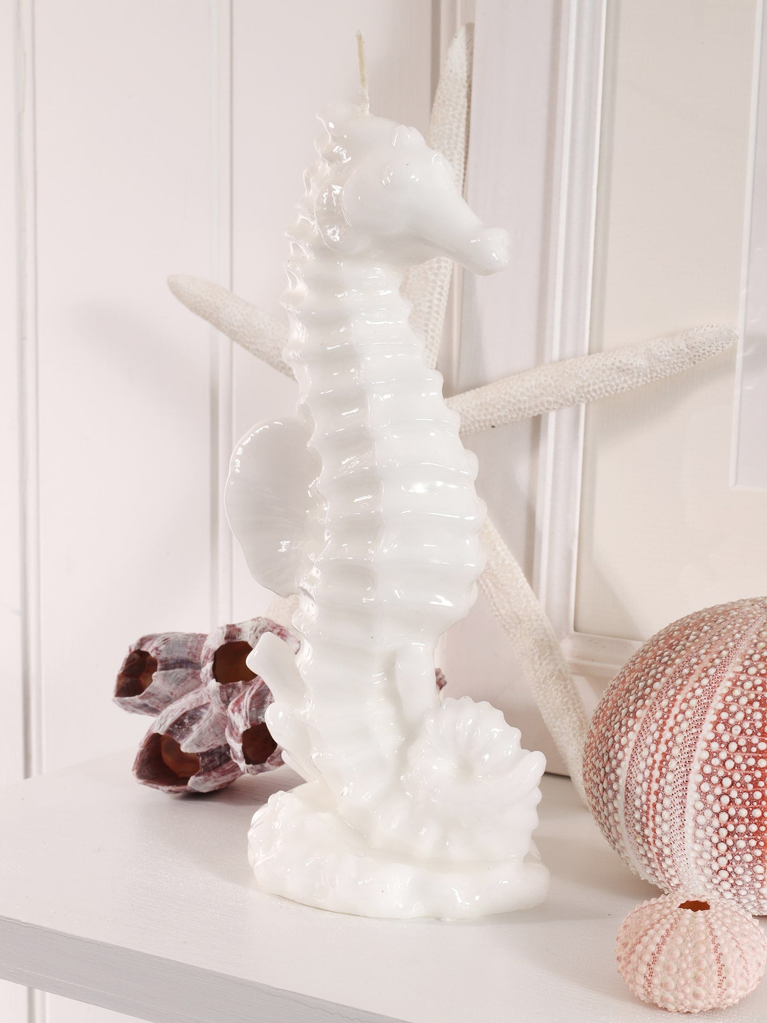 White Seahorse Decorative Candle