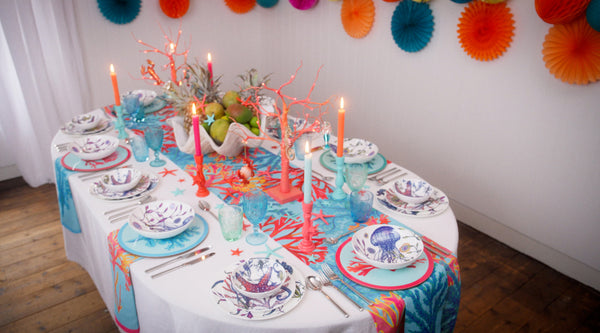 Tablescape With Coral Rays & Reef Collections