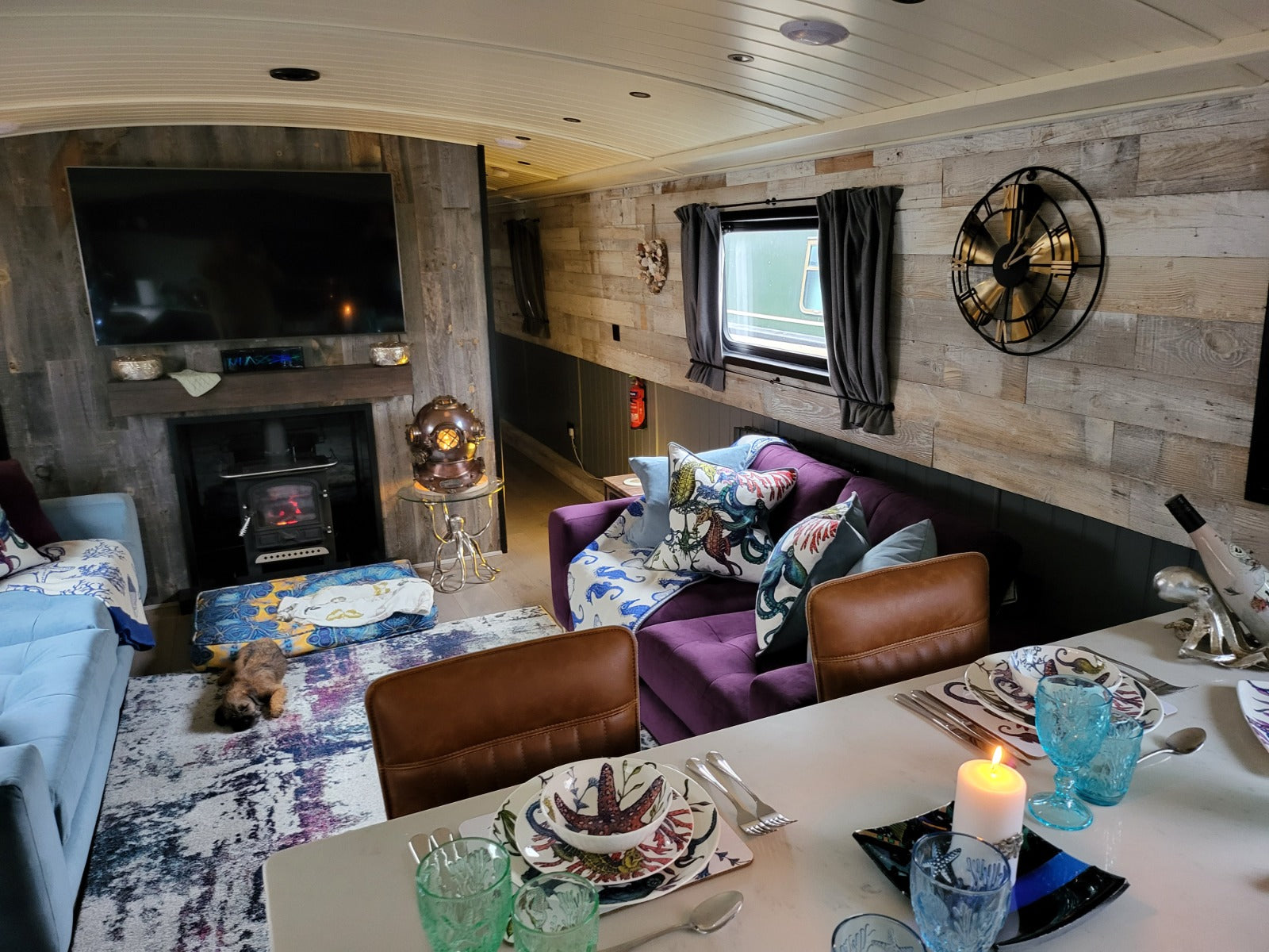 Luxury Interior Houseboat Coastal Style Cream Cornwall 
