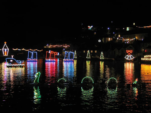 Mousehole Christmas Lights in the Harbour