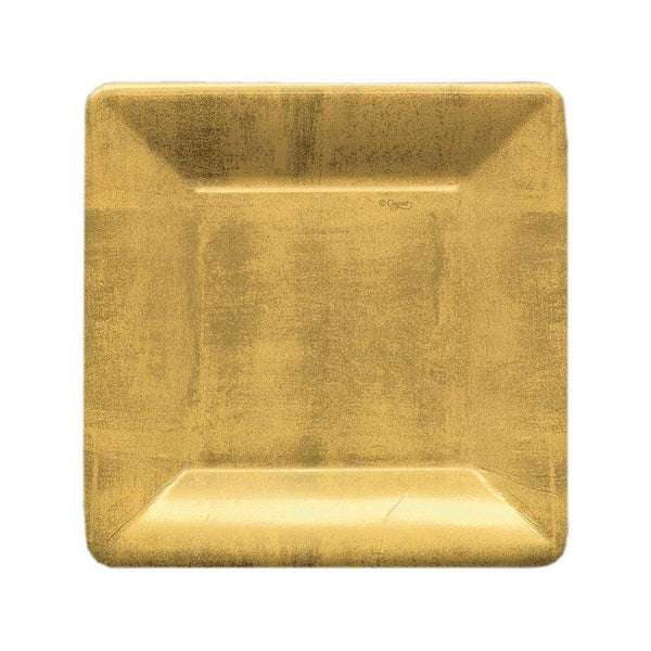 Gold Leaf Square Paper Salad & Dessert Plate