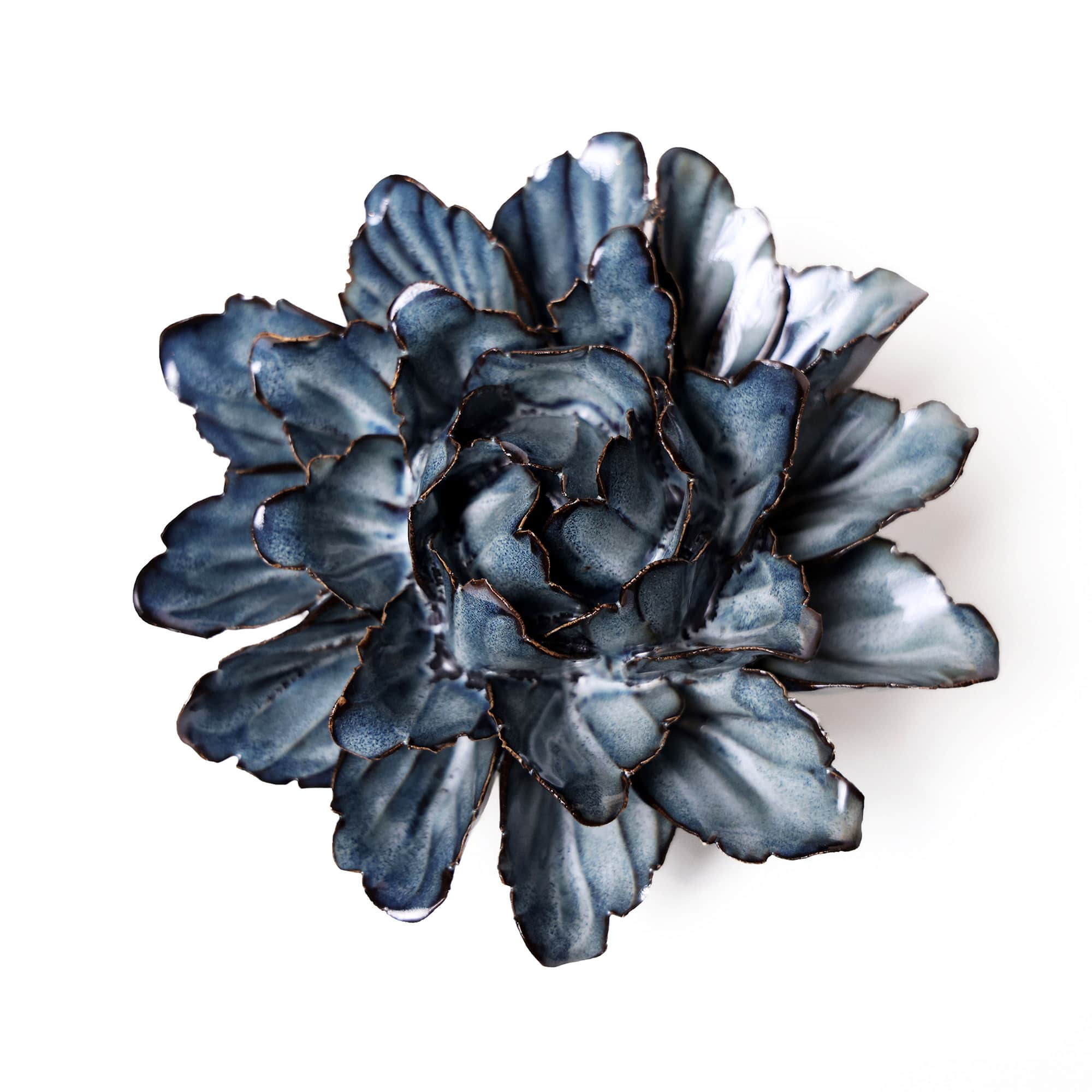 Blue Stripe Succulent Ceramic Flower