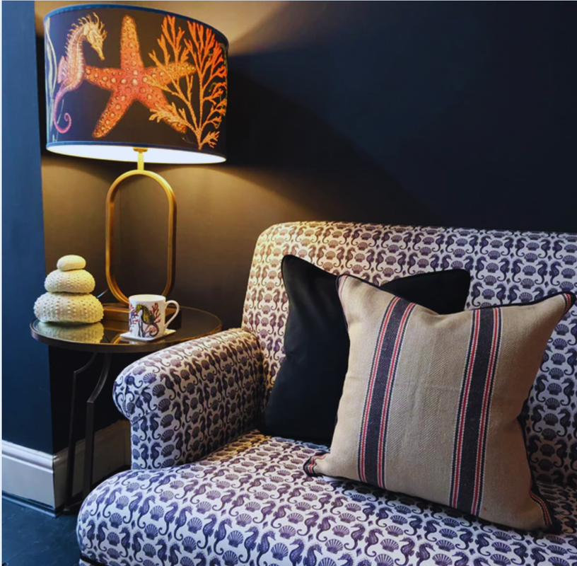 Mini Seahorse Upholstery fabric-Custom Furniture-Cream Cornwall - Coastal Design