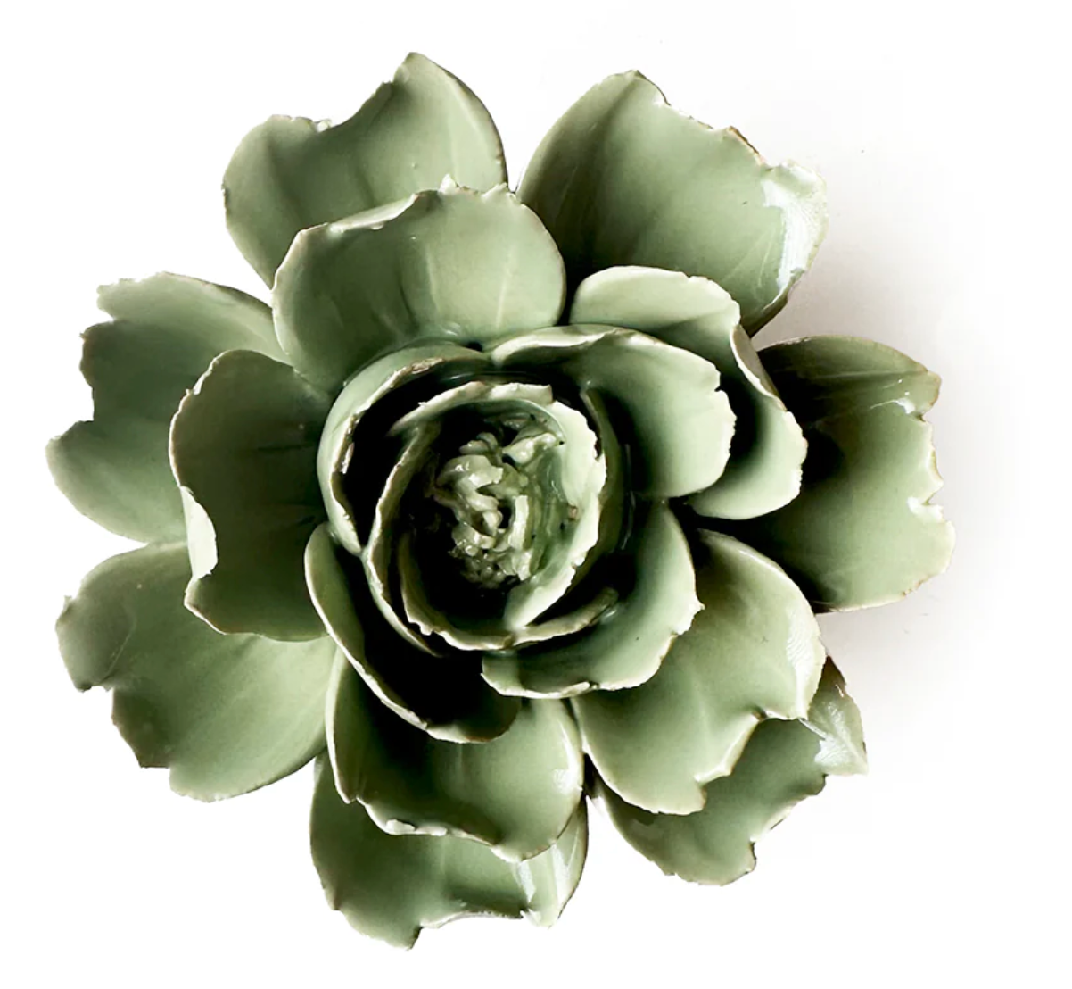 Green Rose Ceramic Flower