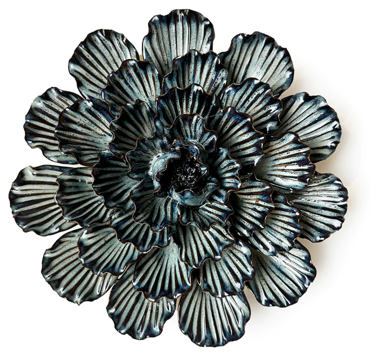 Blue Stripe Succulent Ceramic Flower