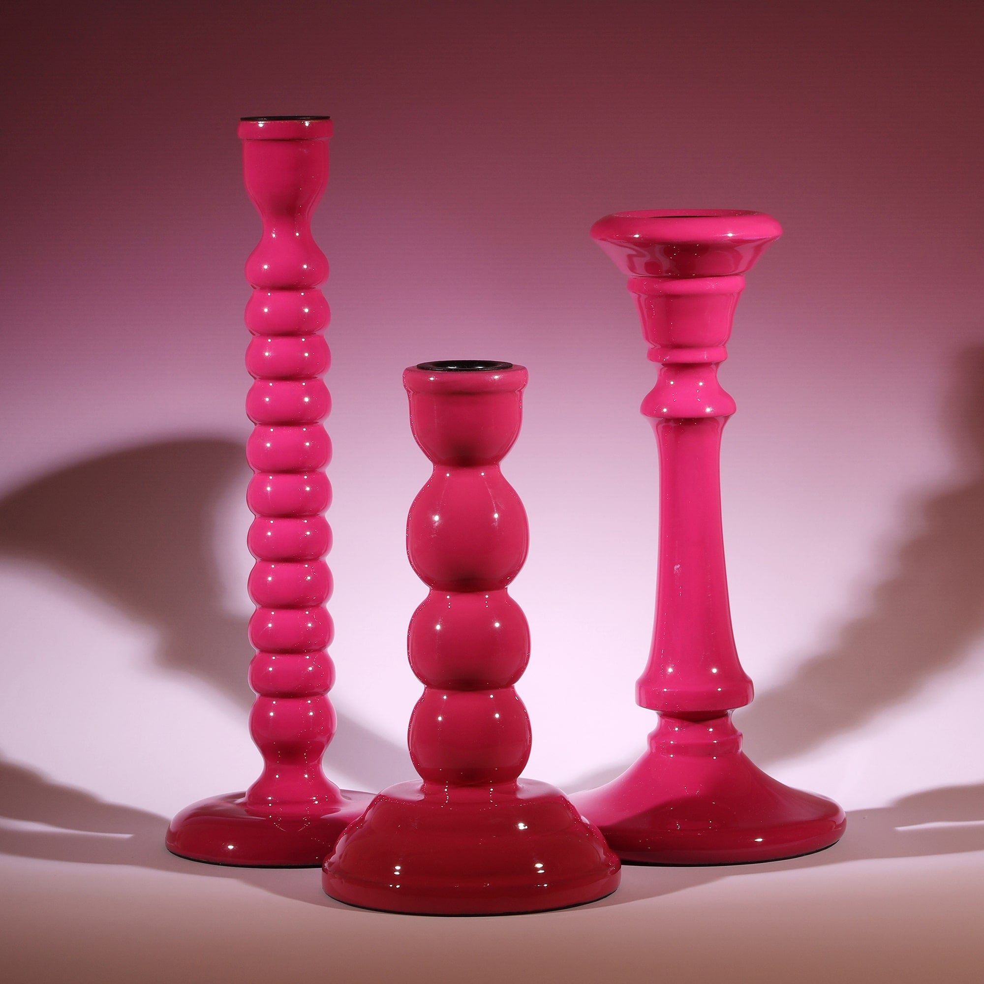 Fuschia Candle holder collection in Breeze,Tidal and Drift.