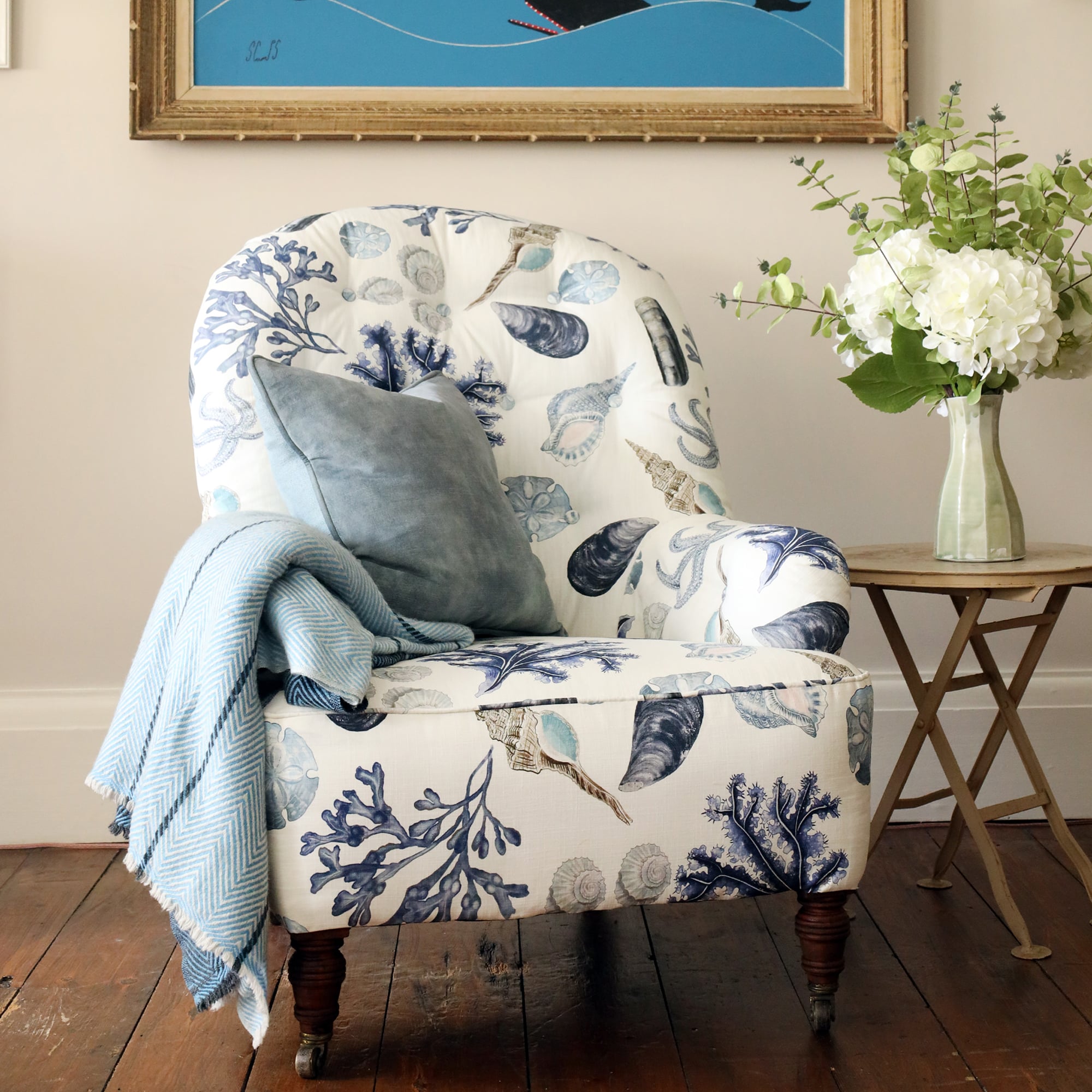 Off White Rockpool Buttoned Back Victorian Armchair