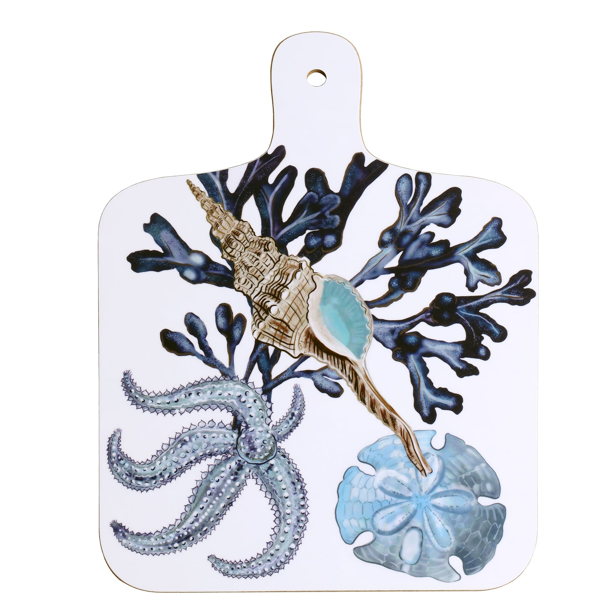 Beachcomber design with various shells mini chopping board