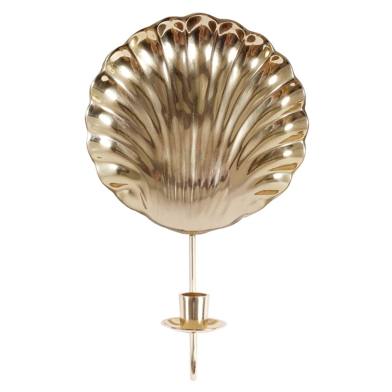 Scallop shaped holder for a single candle in solid brass