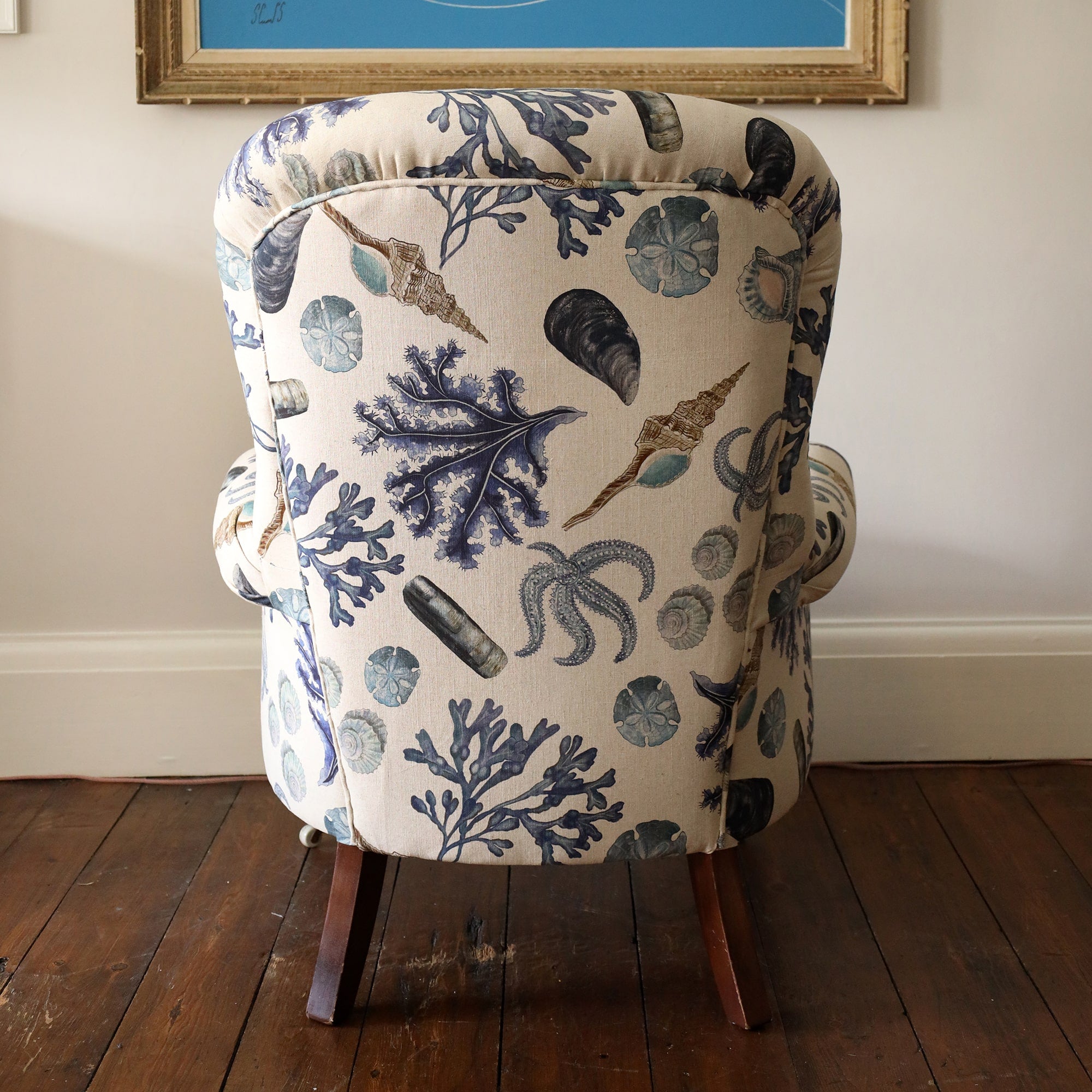 Natural Rockpool Buttoned Back Victorian Armchair
