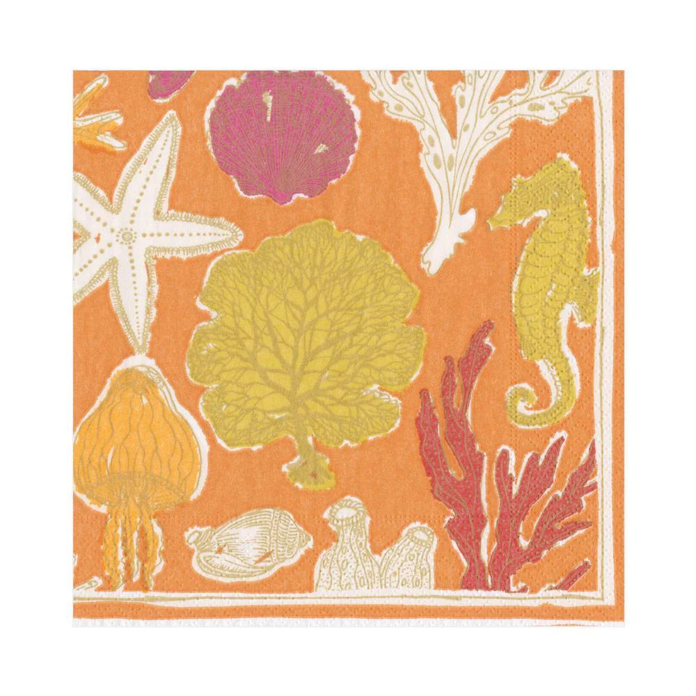 Sea Life In Coral Paper Napkins