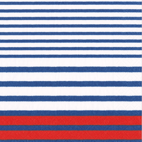 Breton Stripe Paper Napkins- Blue and Red