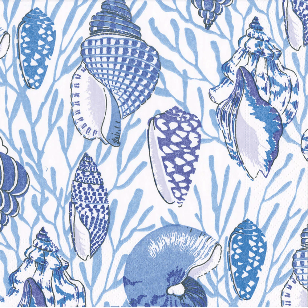 Shell Toile Paper Napkins - Shades Of Blue