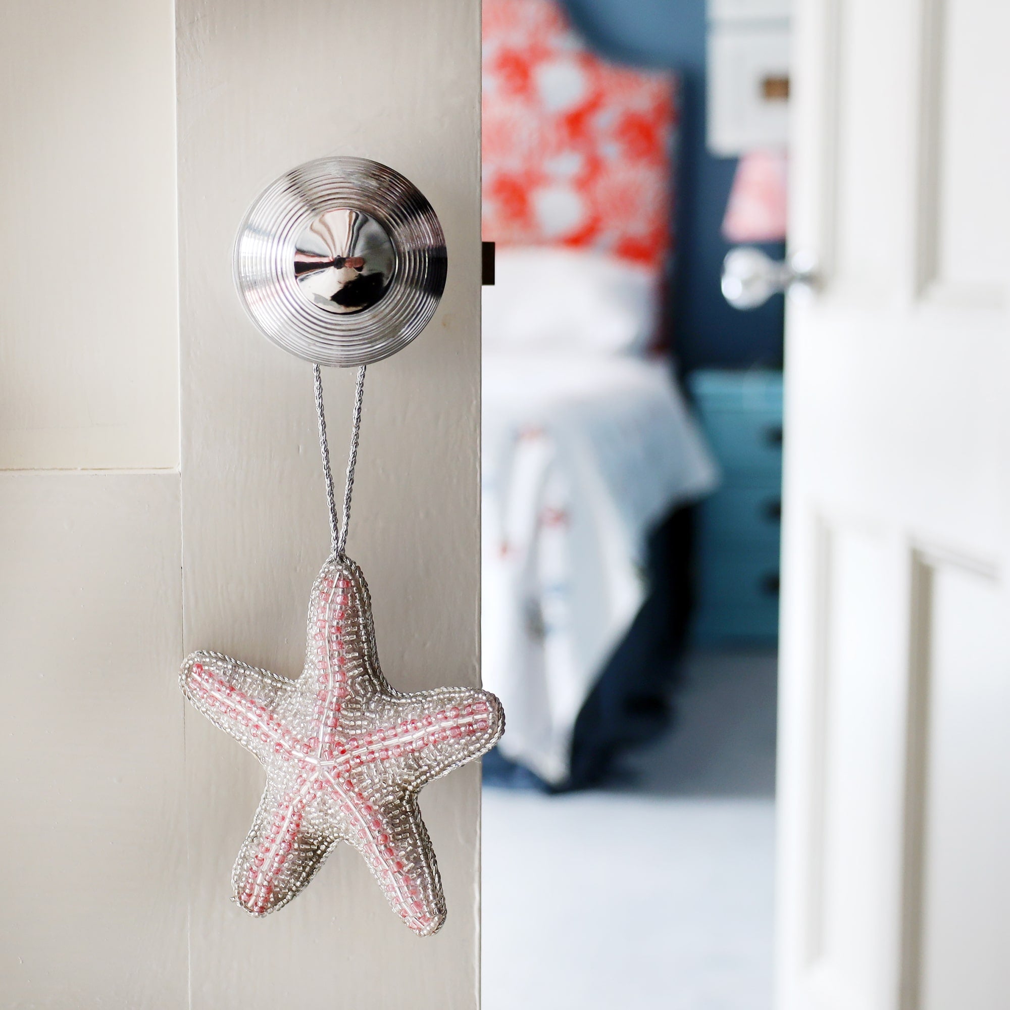 Beaded Pink Starfish Hanging Decoration