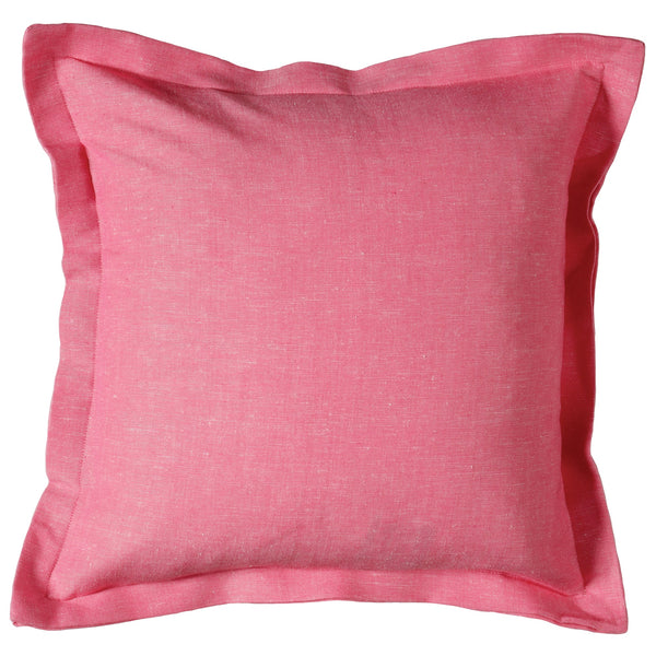 hot pink linen cotton chambray cushion cover with double flange detail and zipped back