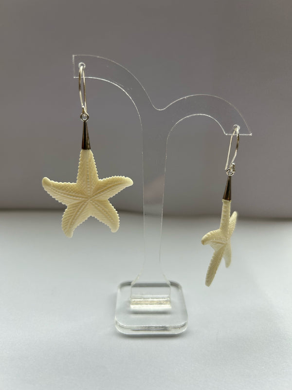 Hand Carved Starfish Earrings