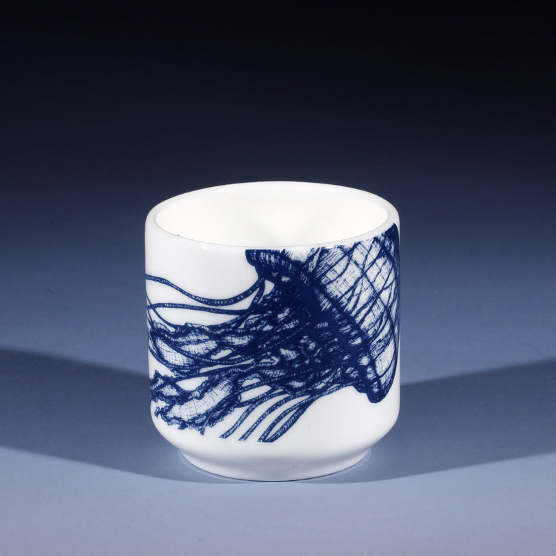 Bone china Egg cup in our classic Blue and White range with a jellyfish design