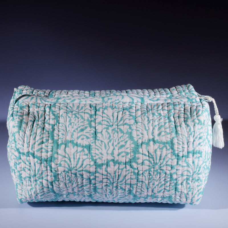 Tubular shaped cosmetic bag with Summer Skies Coraline design