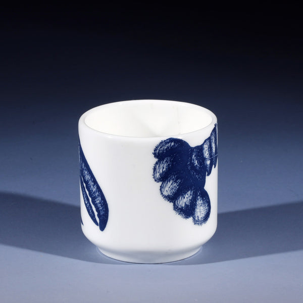 Bone china Egg cup in our classic Blue and White range with a lobster design, this side showing more of the tail and claw
