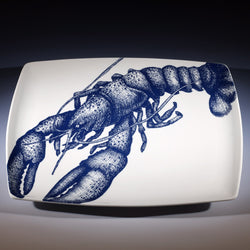 Platter in Bone China in our Classic range in Navy and white in the Lobster design