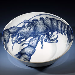 Serving bowl in Bone China in our Classic range in Navy and white in the Lobster design