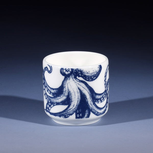 Bone china Egg cup in our classic Blue and White range with a Octopus design