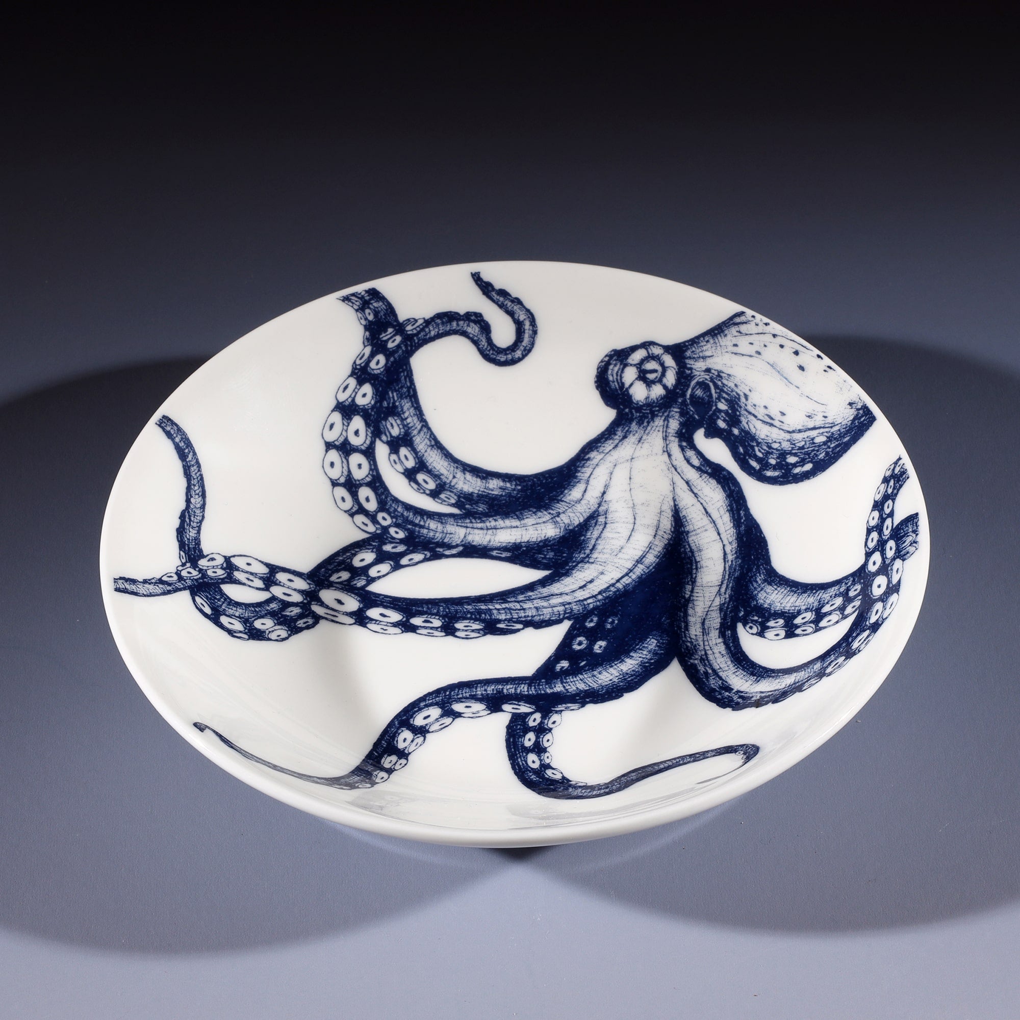 Nibbles bowl in Bone China in our Classic range in Navy and white in the Octopus design
