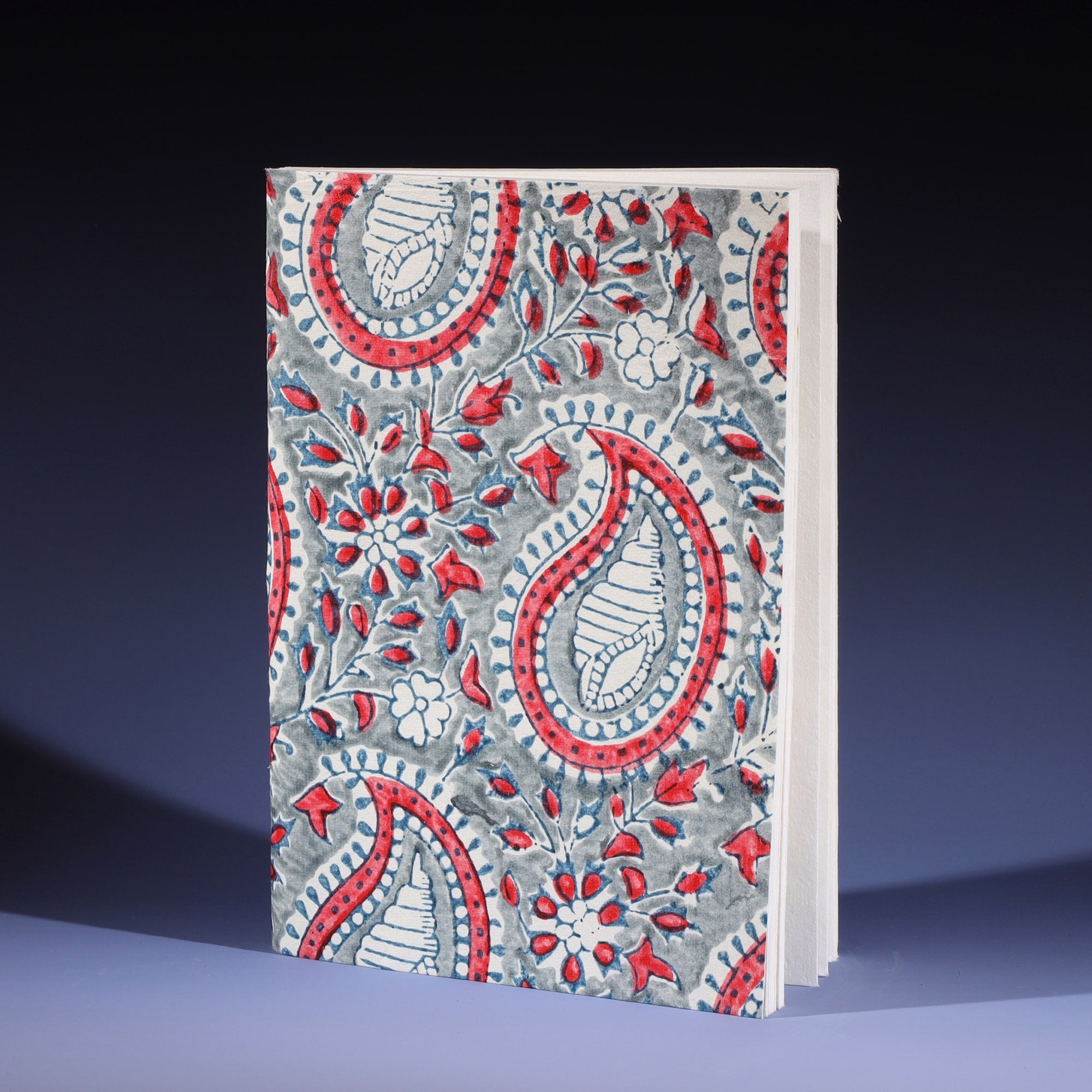 Hand Blocked Paisley Shell in Campion paper notebook