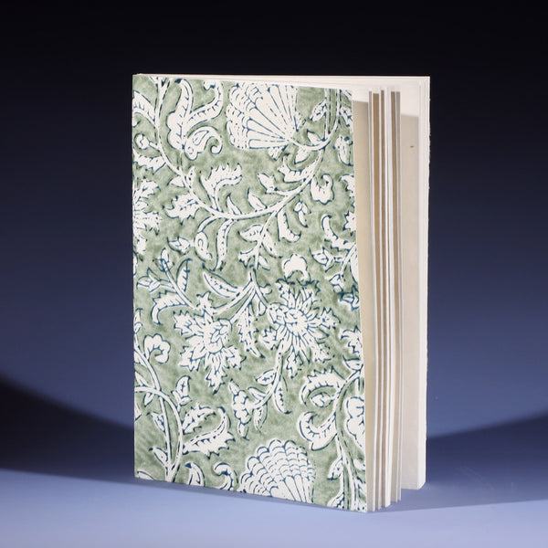 Hand Blocked Sea Shell Flower in Ocean Spray paper notebook