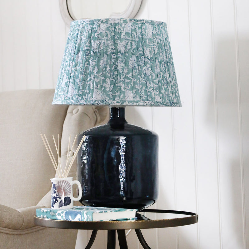 Zennor Glass Lamp Base in Petrol Blue