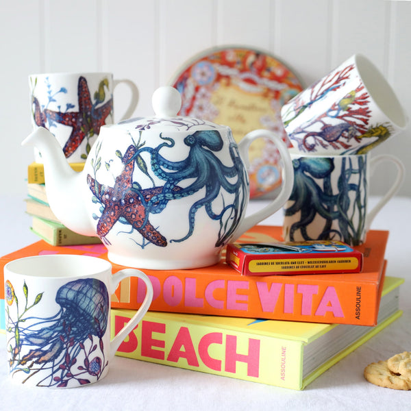 Reef Teapot & Four Mug Luxury Gift Hamper