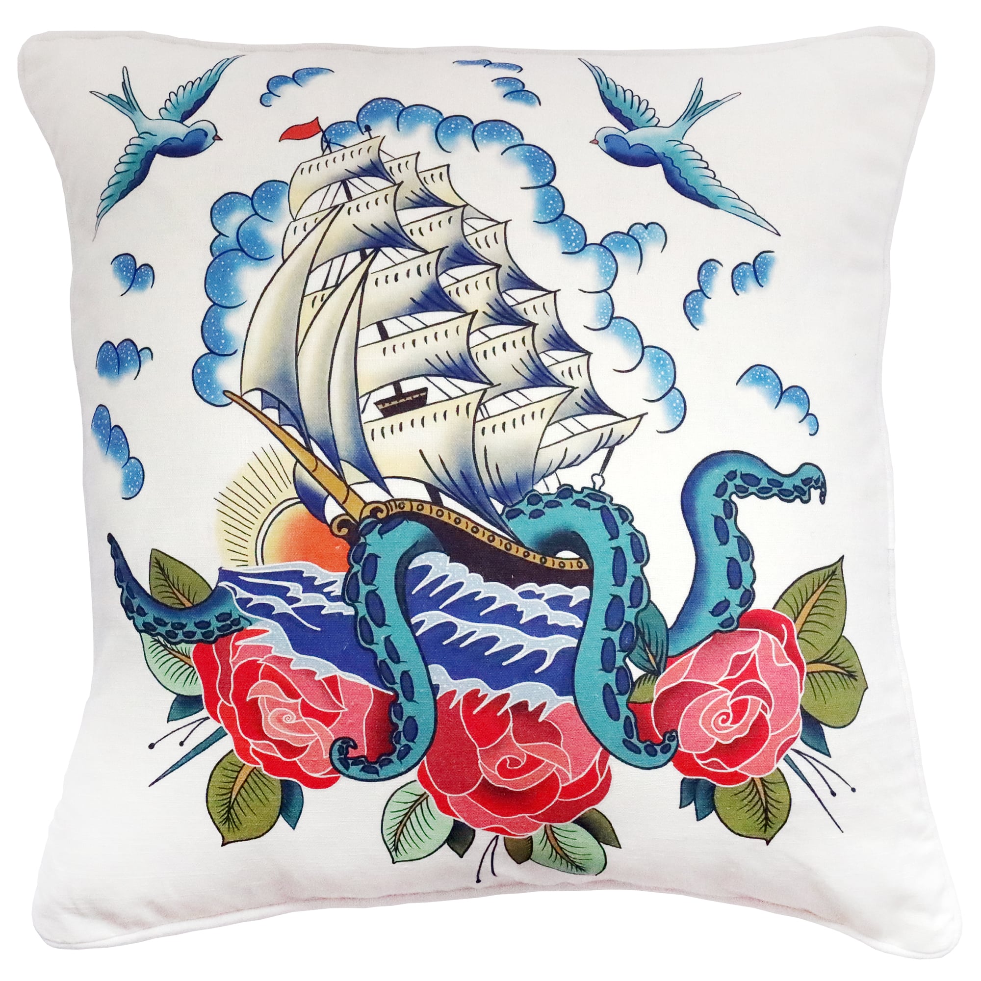 Ship & Kraken Cushion Cover