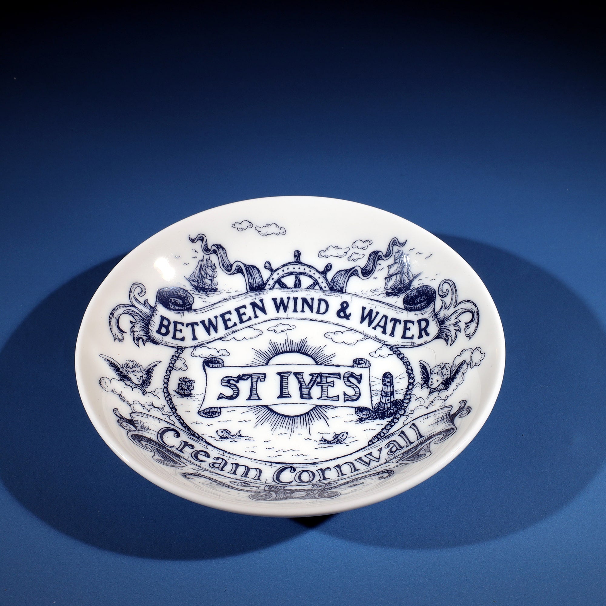 Blue And White Bone China Nibbles Dish With St Ives Design