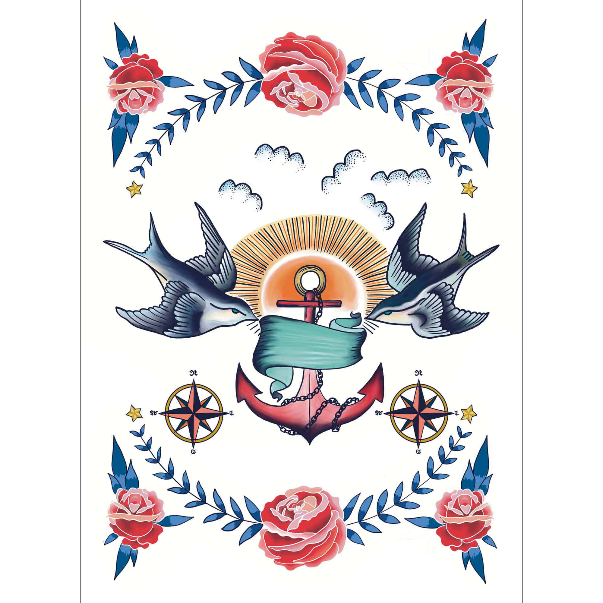 Swallows & Anchor Tea Towel