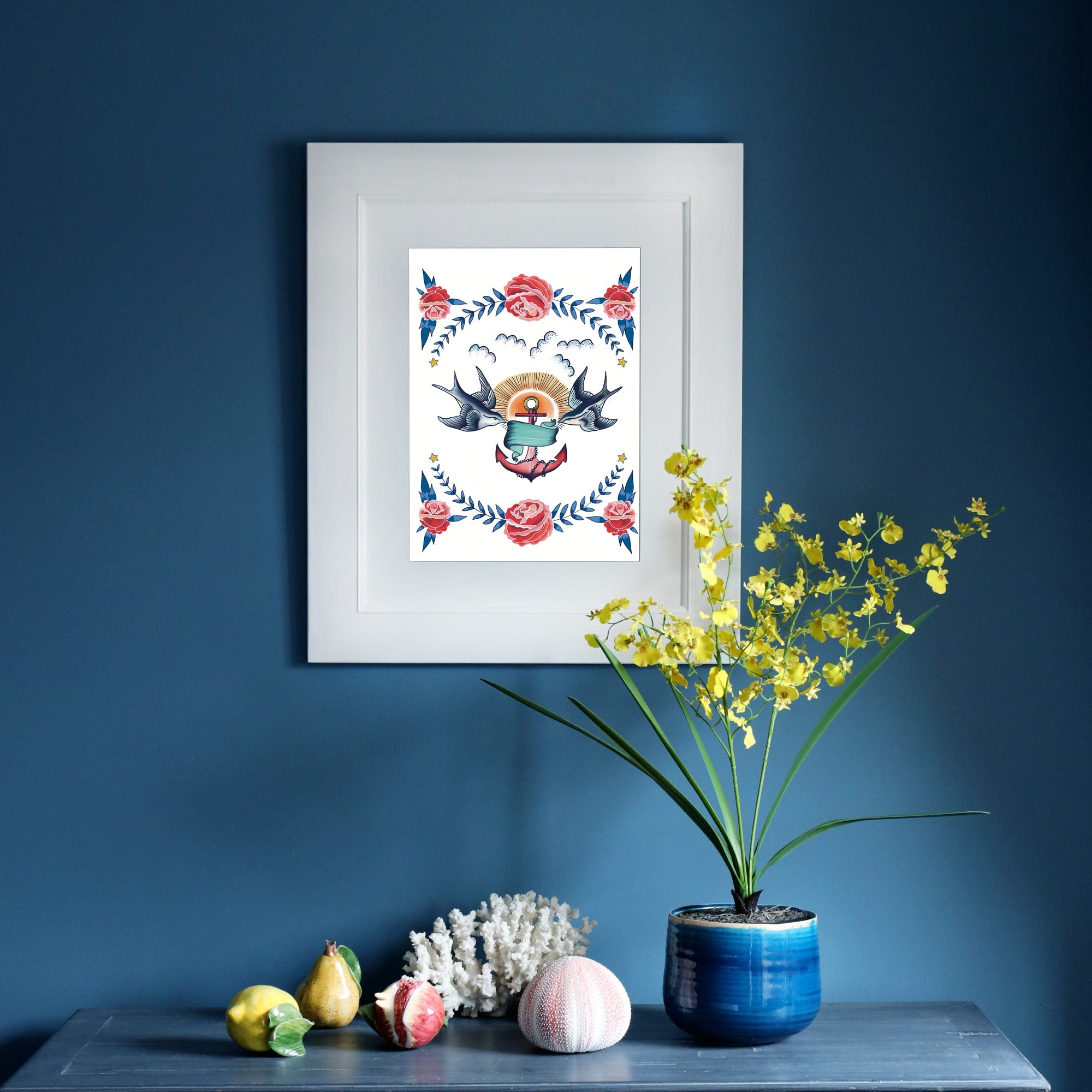 Swallows & Anchor Art Print - A4