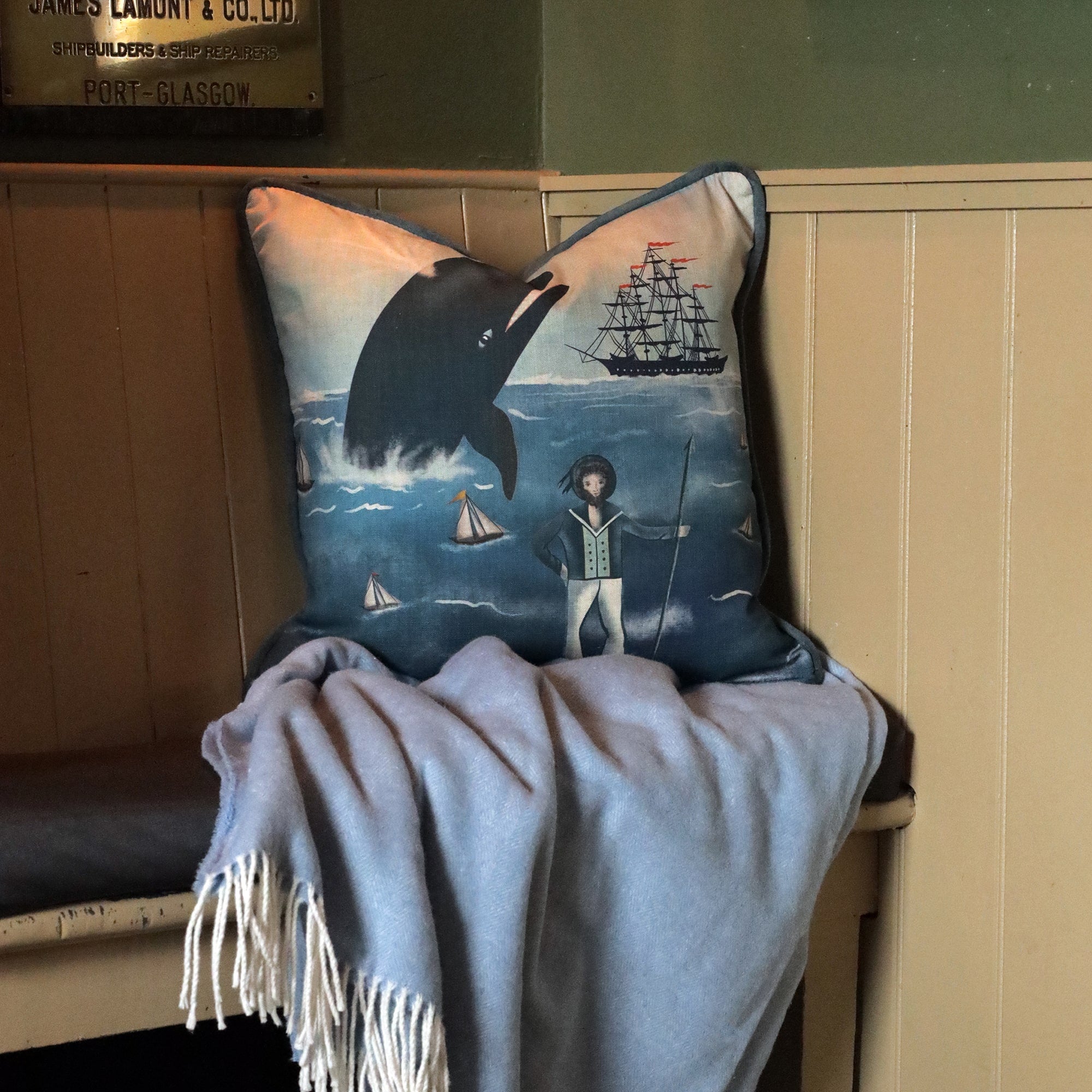 Captain's blue reversible deep seat outdoor cushion set sale