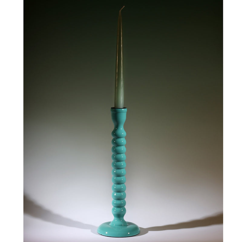 Turquoise Polished Lacquer Drift Candle holder with a contrasting  candle