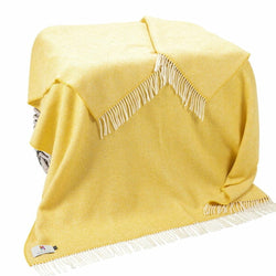 Cashmere Throw Yellow Herringbone