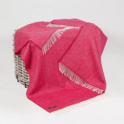 Red Cashmere Throw Herringbone