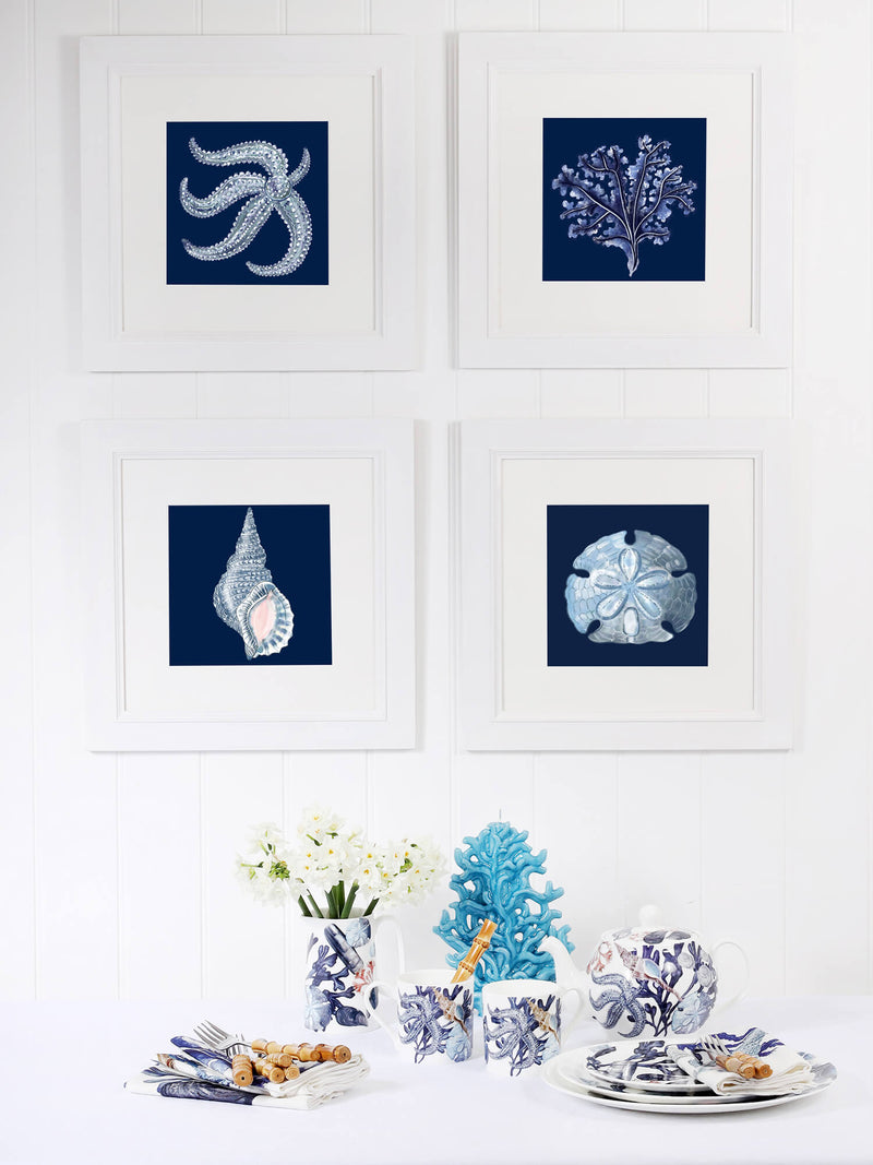 Starfish Ink Blue Art Print  - 20cm & 30cm Square