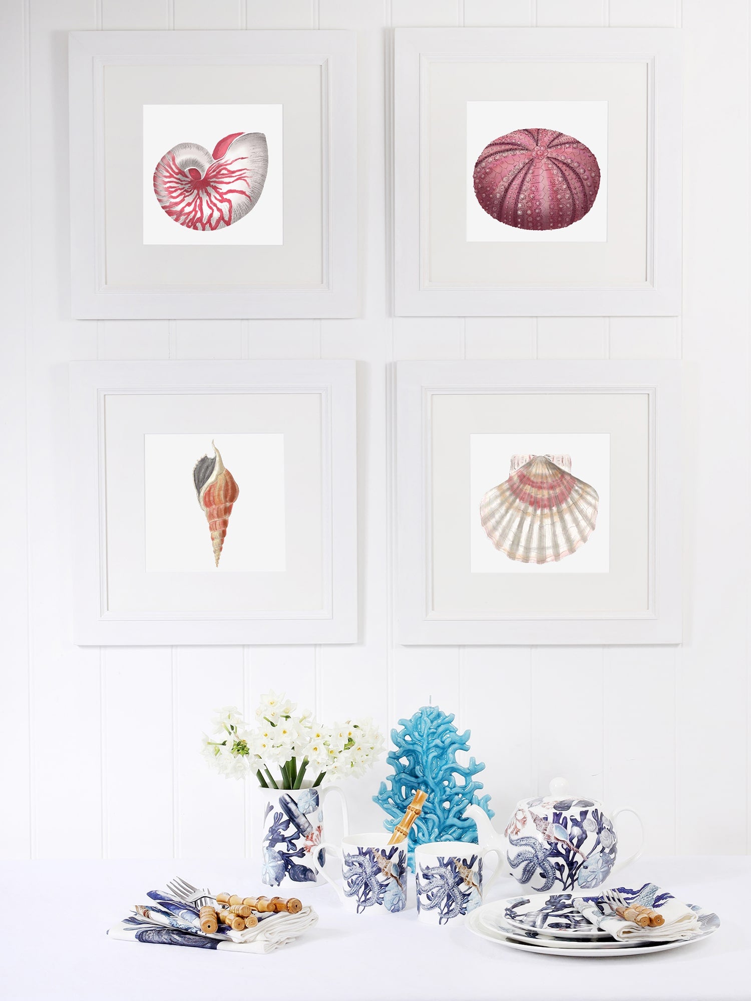 Scallop Shell Art Print - 20cm & 30cm Square