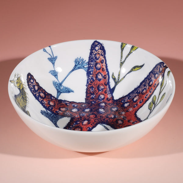 Bowl in Bone China in our Reef range in bright colours in the Starfish design