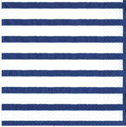 Triple ply Paper napkins with Navy and White stripes