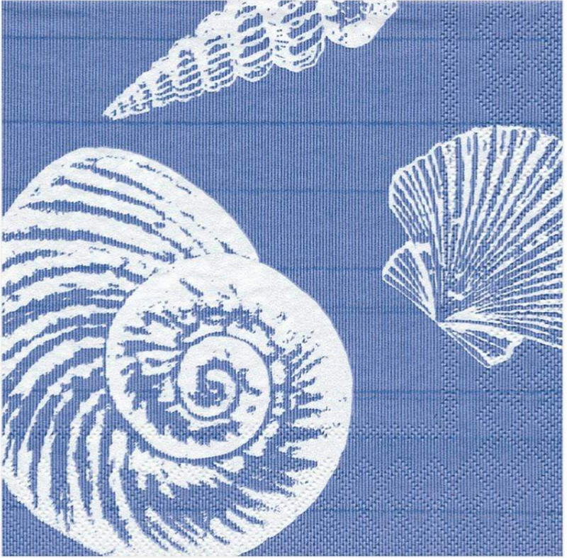 Ocean Blue Shells Paper Napkins -Kitchen & Dining- Cream Cornwall