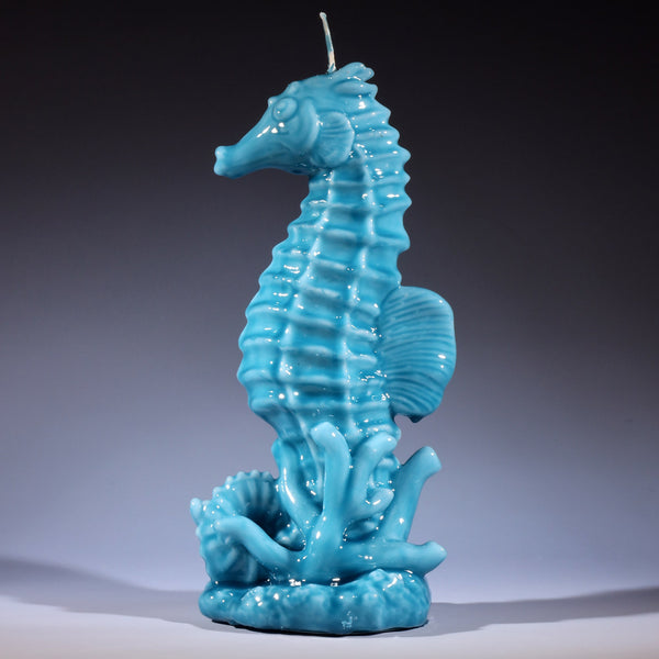 Blue Seahorse Decorative Candle