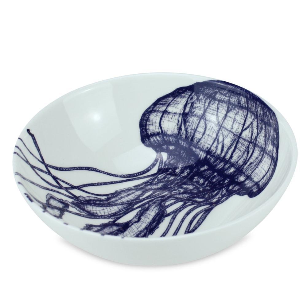 Bowl in Bone China in our Classic range in Navy and white in the Jellyfish design